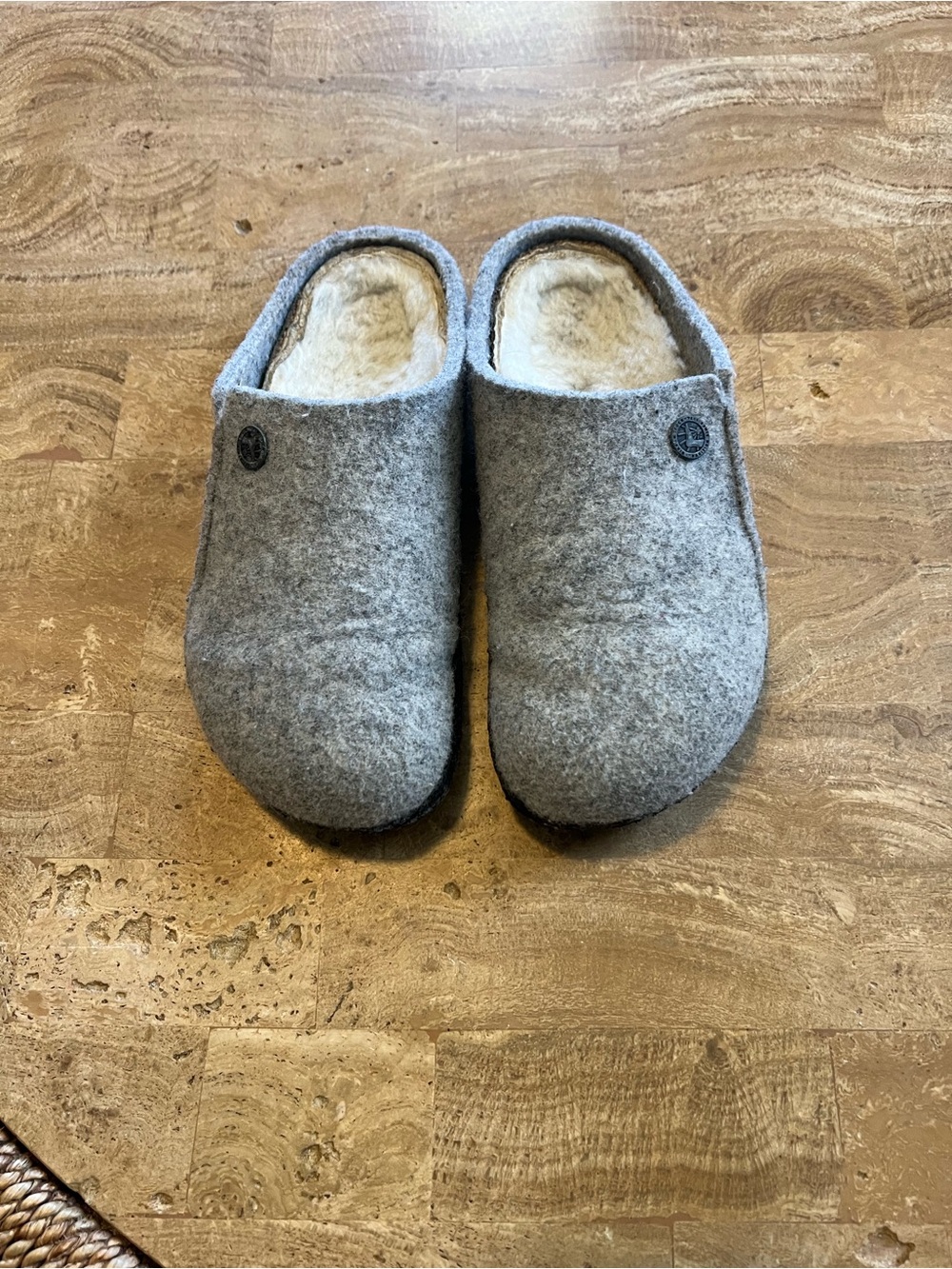 Birkenstocks Zermatt Sherling Wool Felt Slippers Gray 33 Kids 2-2.5